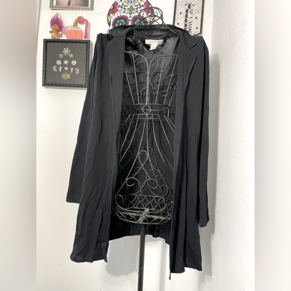 Pleinair Open Front Black Vintage Cardigan sweater goth long sleeve classic alt